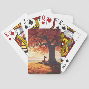 Jeu De Cartes Fille de prière d'arbre d'automne