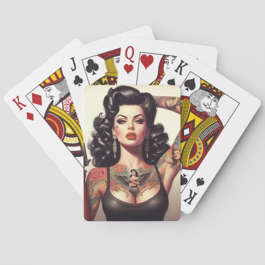 Jeu De Cartes Fille de tatouage de la vieille école (dos)