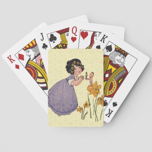Jeu De Cartes Fille Elf Fairy Daffodil Antique Pâques (dos)