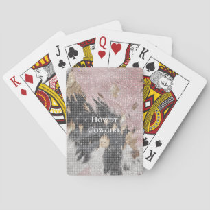 Jeu De Cartes Fille étincelante rose Noir Or Cowgirl Cowhide