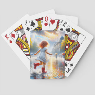 Jeu De Cartes Fille Fantastique Mignonne sous la Pluie