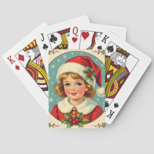 Jeu De Cartes Fille mignonne victorienne de Noël cosy