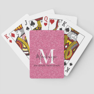 Jeu De Cartes Fille Parties scintillant rose Nom du monogramme
