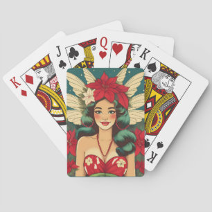 Jeu De Cartes Fille pin-up de Noël tropical rétro des années 50