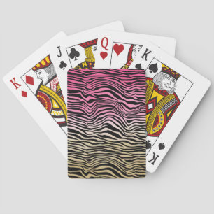 Jeu De Cartes Fille Pink Gold Ombre Aquarelle Black Zebra Imprim
