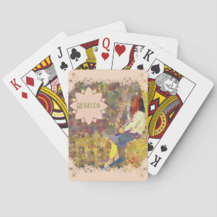 Jeu De Cartes Fille rêveuse sur fond de géométrie colorée abstra