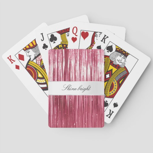 Jeu De Cartes Fille rose Glam Glitzy Tinsel Stripes (dos)
