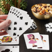 Jeu De Cartes Fille Tenant Une Fleur Jouant Des Cartes (In Situ)