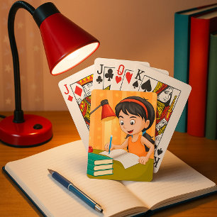 Jeu De Cartes Fille Travaillant Dans Un Bureau