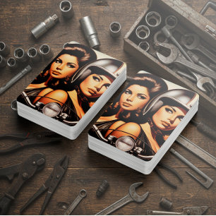 Jeu De Cartes Filles de motard rétro