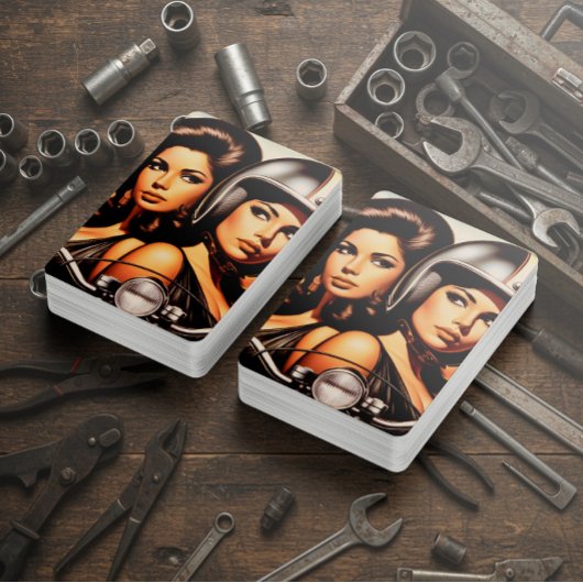 Jeu De Cartes Filles de motard rétro