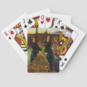 Jeu De Cartes Filles ramassant des feuilles d'automne pour un fe