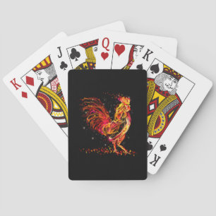 Jeu De Cartes Fire rooster. Flaming animal sparkle cool design