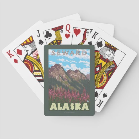 Jeu De Cartes Fireweed et montagnes - Seward, Alaska (dos)
