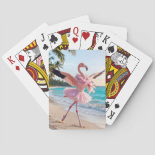 Jeu De Cartes Flamant Rose Ballerine Dans Un Tutu Rose Sur La Pl