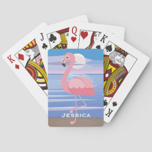 Jeu De Cartes Flamant rose d'île tropicale personnalisée