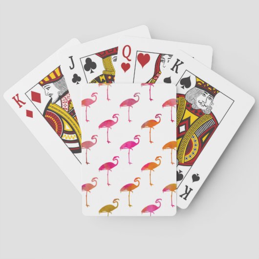 Jeu De Cartes Flamant rose d'or rose pourpre Aquarelle Tropical (dos)