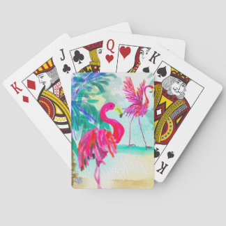 Jeu De Cartes Flamant rose jouant aux cartes, art de Jeanine Han