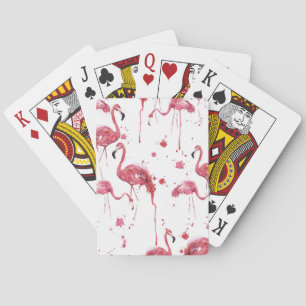 Jeu De Cartes Flamant rose motif aquarelle, design dynamique.