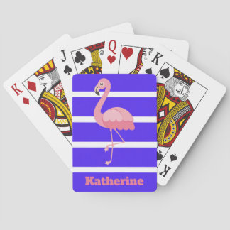 Jeu De Cartes Flamant rose rose personnalisé sur les rayures