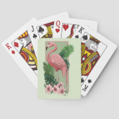 Jeu De Cartes Flamant rose rose Vert Feuilles Lily (dos)