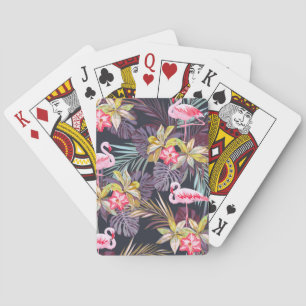 Jeu De Cartes Flamant rose Tropical : Motif sans couture d'été