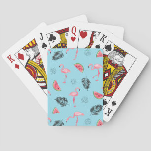 Jeu De Cartes Flamant rose Tropical tendance et Motif Watermelon