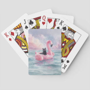 Jeu De Cartes Flamant rose Whimsical Black Cat Flotter Jouer Car
