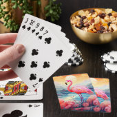 Jeu De Cartes Flamant Tropical avec Fleurs (In Situ)