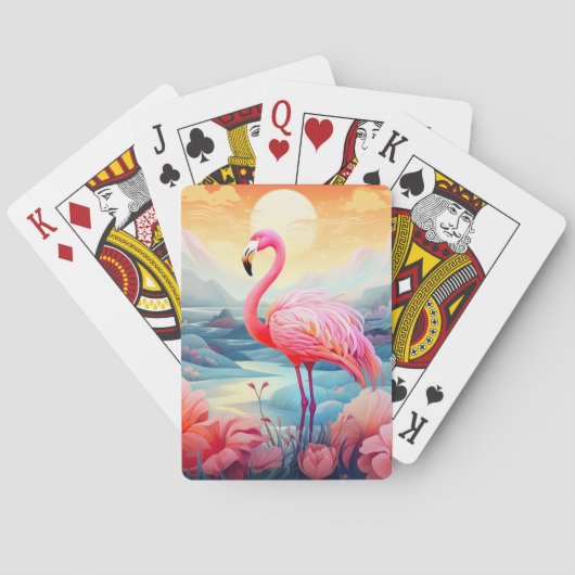 Jeu De Cartes Flamant Tropical avec Fleurs (dos)