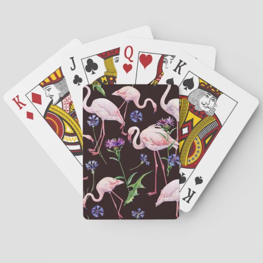 Jeu De Cartes Flamants d'aquarelle et fleurs sauvages motif. (dos)