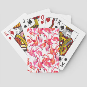 Jeu De Cartes Flamants roses Aquarelle En Aquarelles