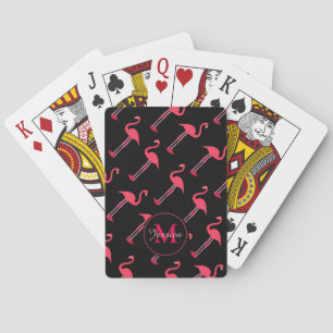 Jeu De Cartes Flamants roses roses sur noir