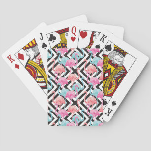 Jeu De Cartes Flamants roses sur Motif de conception en gras