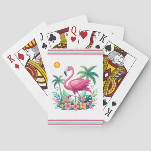 Jeu De Cartes Flamingo rose tropicale/Floride (dos)