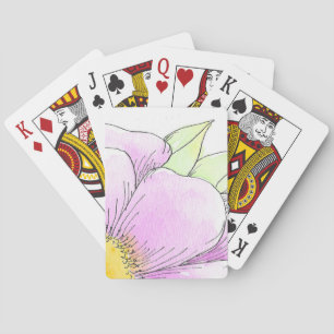 Jeu De Cartes Fleur aquarelle rose fantaisiste