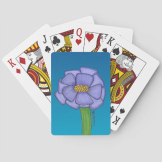 Jeu De Cartes Fleur carrée violette sur fond bleu