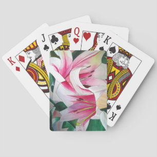 Jeu De Cartes Fleur d'aquarelle de nénuphar blanc et rose