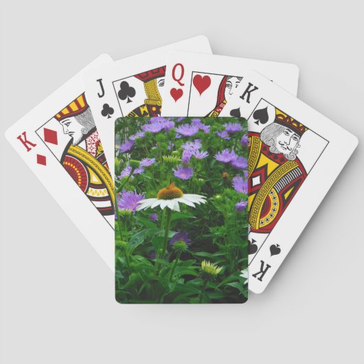 Jeu De Cartes Fleur de cône blanc, fleurs pourpres et papillon (dos)