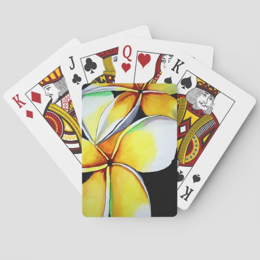 Jeu De Cartes Fleur de frangipanier jaune tropicale, art origina (dos)