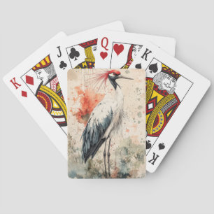Jeu De Cartes Fleur de Grue Rouge Lavis d'Encre (1)
