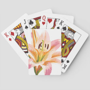 Jeu De Cartes Fleur de lys rose Peinture florale à l'aquarelle