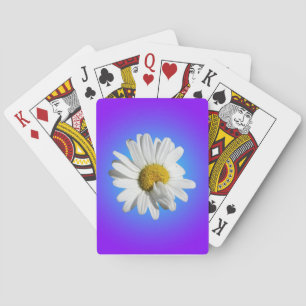 Jeu De Cartes Fleur de marguerite blanche dégradé floral bleu vi