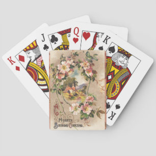 Jeu De Cartes Fleur de naissance victorienne de campagne vintage