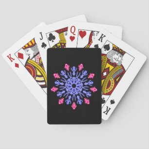 Jeu De Cartes Fleur de néon bleu et rouge