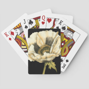 Jeu De Cartes Fleur de pavot à crème sur Arrière - plan noir