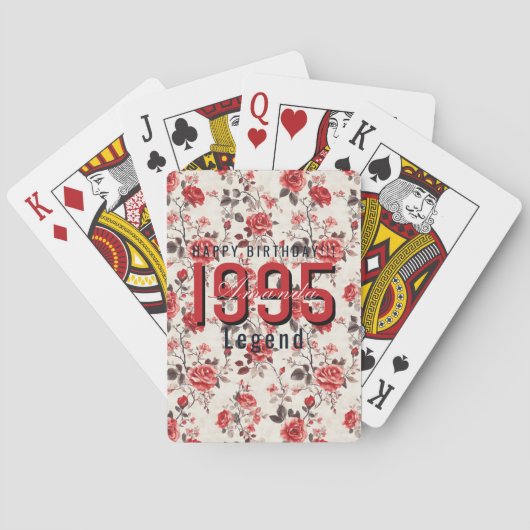 Jeu De Cartes Fleur de rose élégante 90e anniversaire (dos)