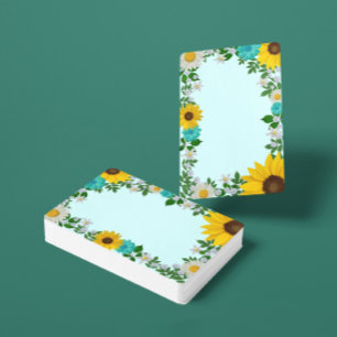 Jeu De Cartes Fleur de tournesol rustique Faisée Turquoise