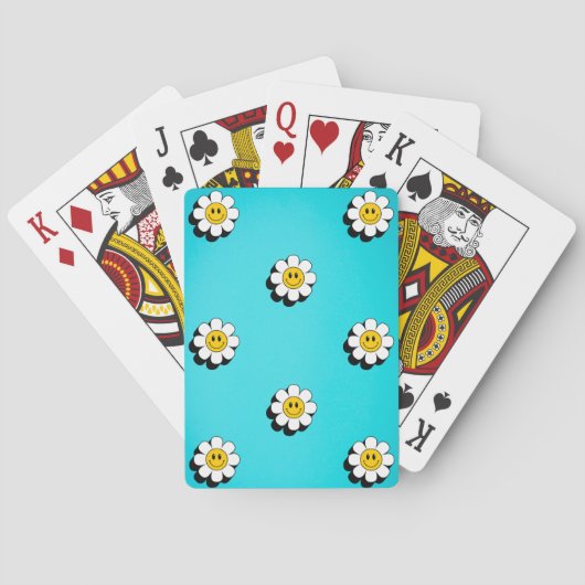 Jeu De Cartes Fleur de visage joyeuse avec cartes de poker arriè (dos)