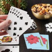 Jeu De Cartes Fleur d'étoile rouge sur fond bleu (In Situ)